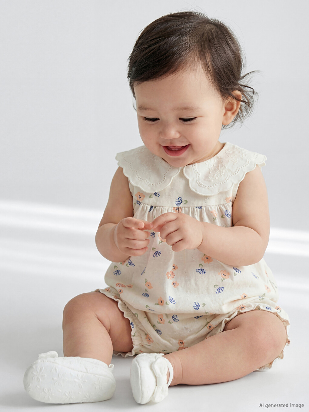 Floral Peter Pan Collar Baby Girl Romper