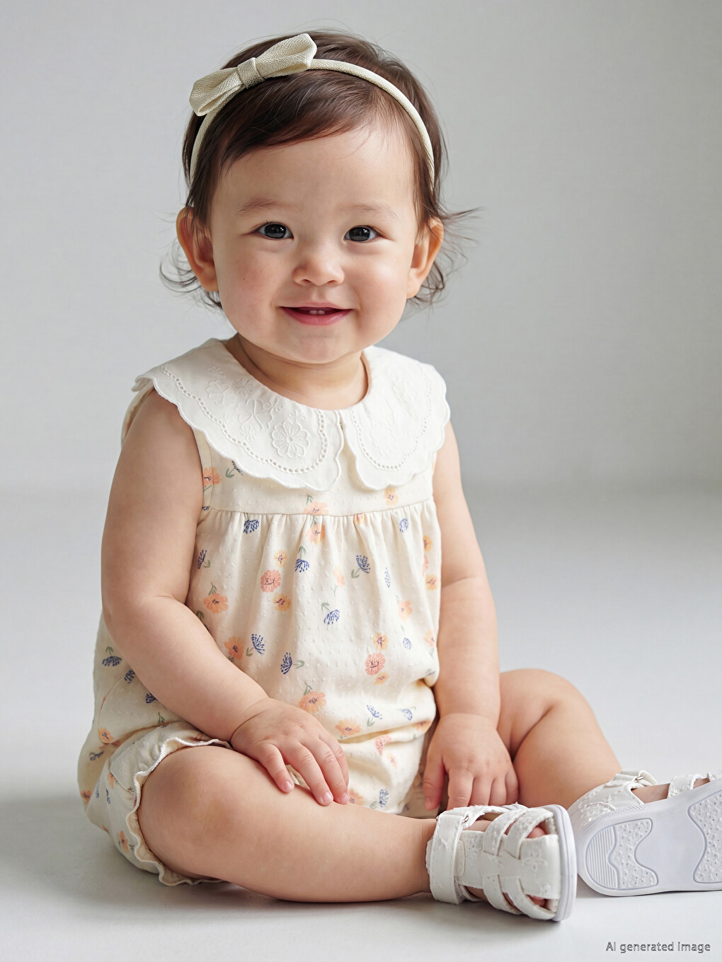 Floral Peter Pan Collar Baby Girl Romper-1