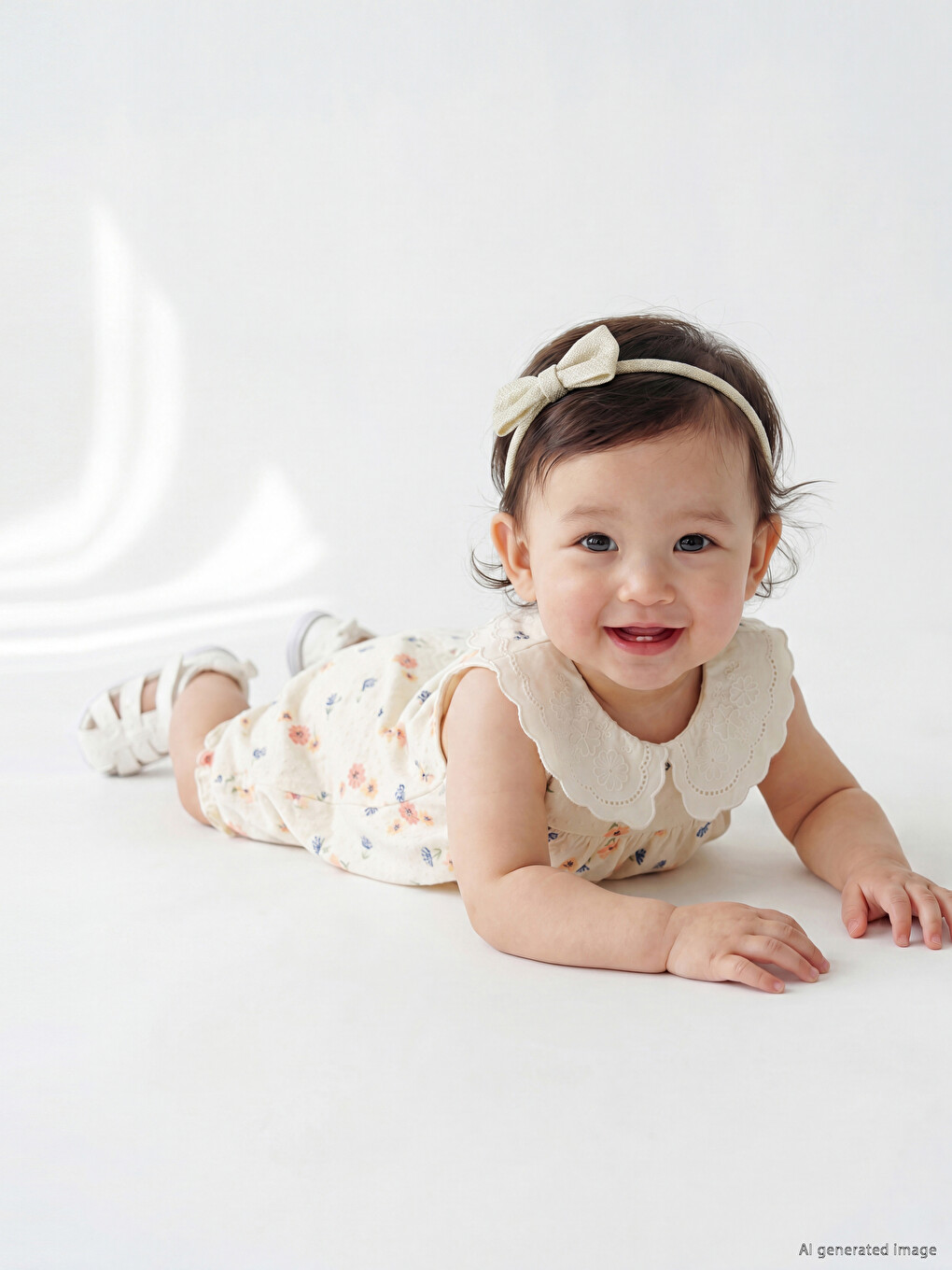 Floral Peter Pan Collar Baby Girl Romper-2