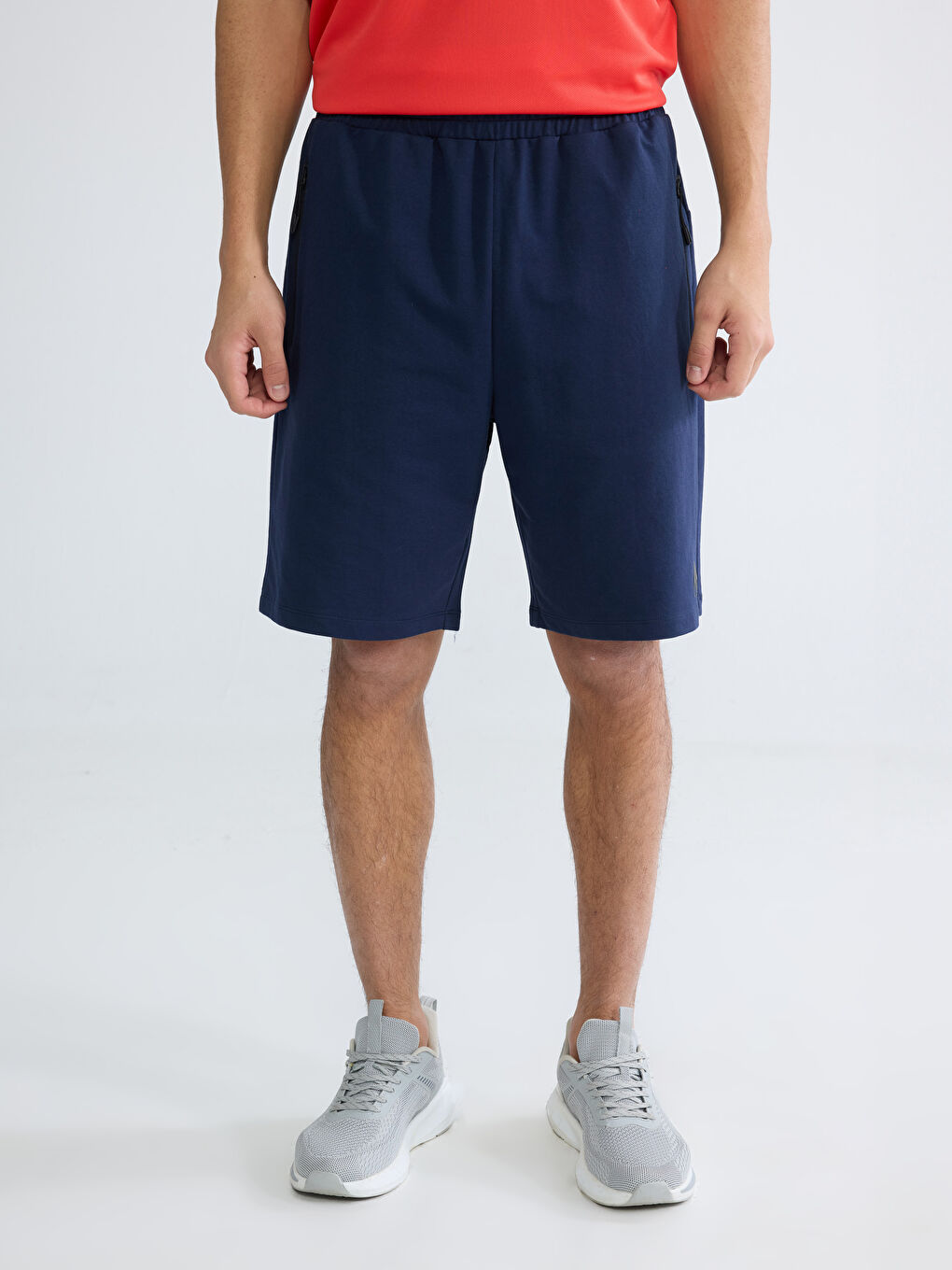 Lacivert Slim Fit Erkek Spor Şort-1