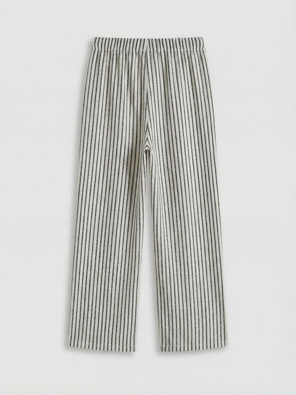 Beli Lastikli Çizgili Kadın Pantolon-1