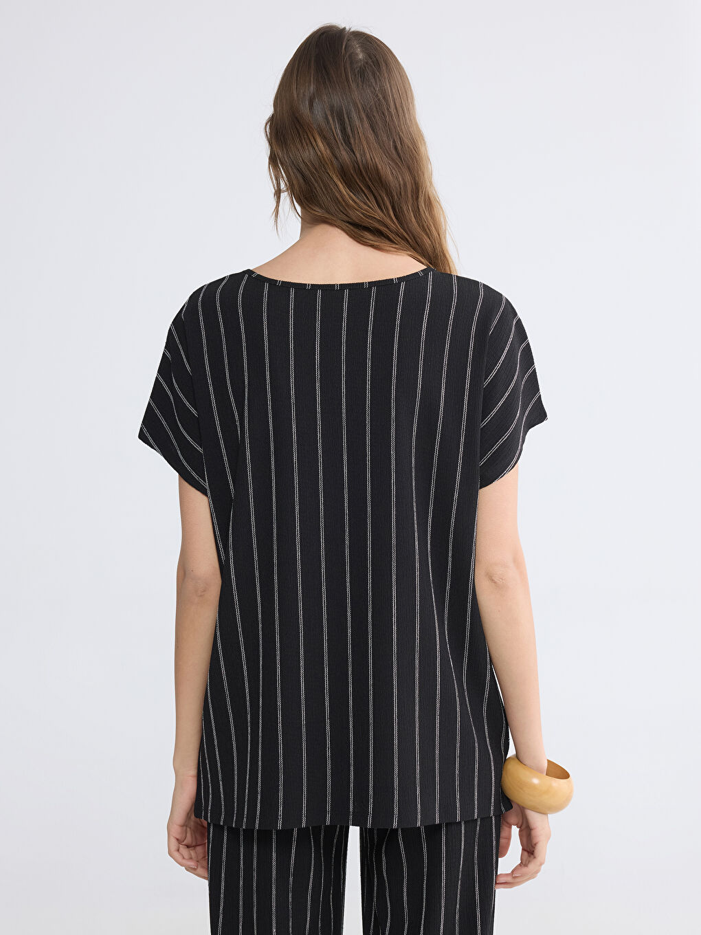 T-shirt à Rayures à Col Rond pour Femme-3