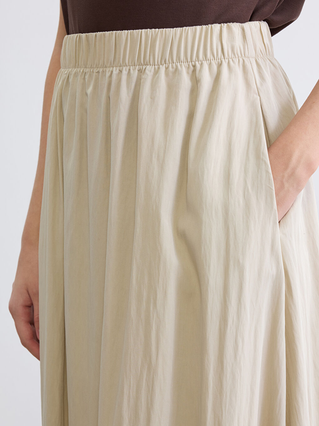 Women's Elastic Waist A-Line Poplin Skirt-2