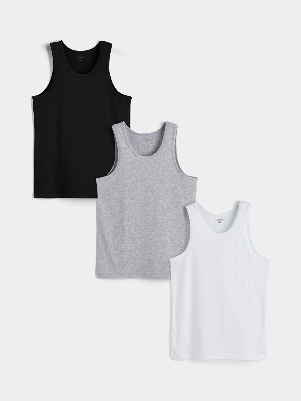 Siyah U Yaka Penye Erkek Atlet 3'lü