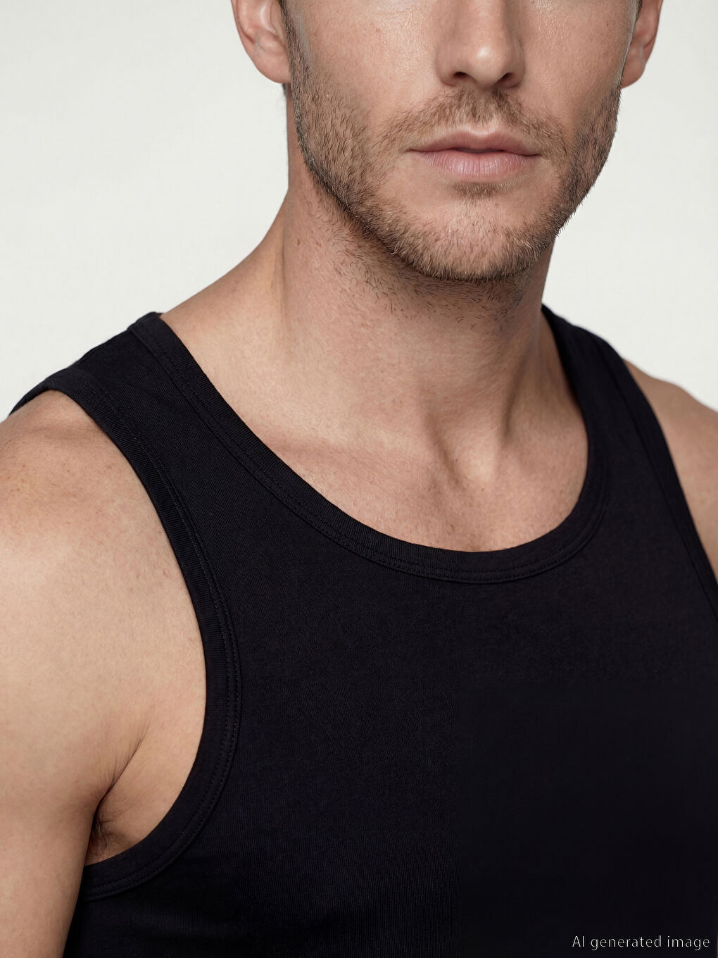 Siyah U Yaka Penye Erkek Atlet-2