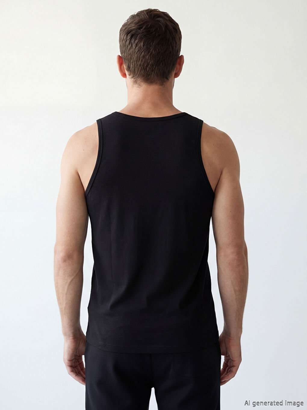 Siyah U Yaka Penye Erkek Atlet-3