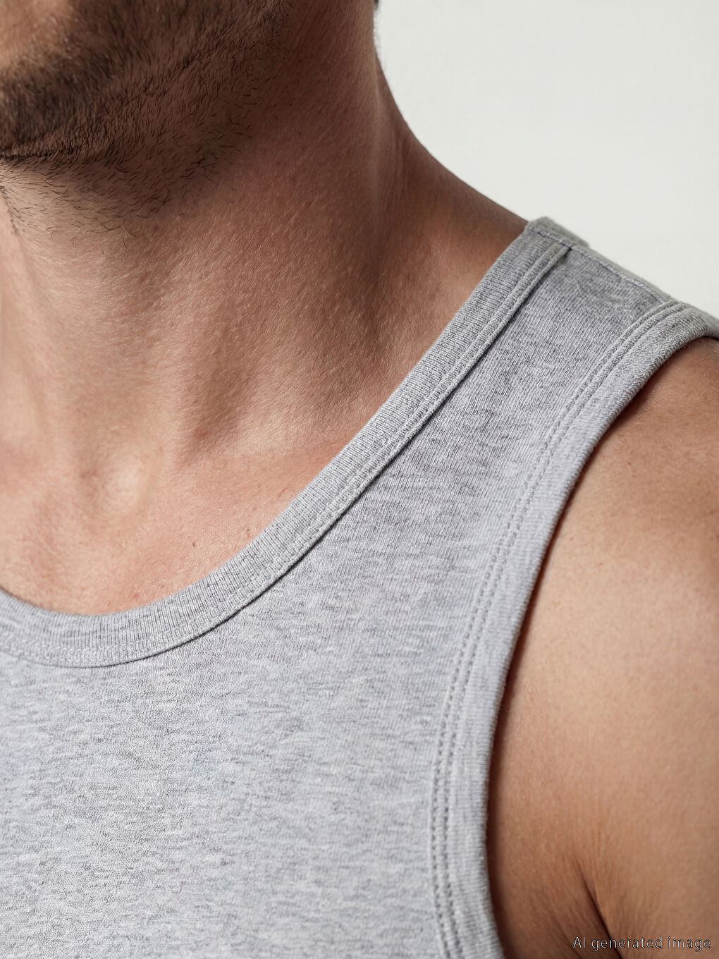 Gri U Yaka Penye Erkek Atlet-2