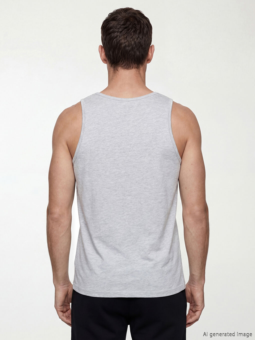 Gri U Yaka Penye Erkek Atlet-3