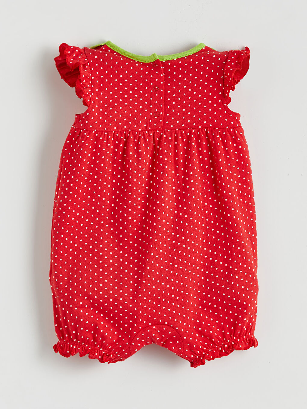 Kırmızı Çiçek Desenli Kız Bebek Tulum ve Şapka-1