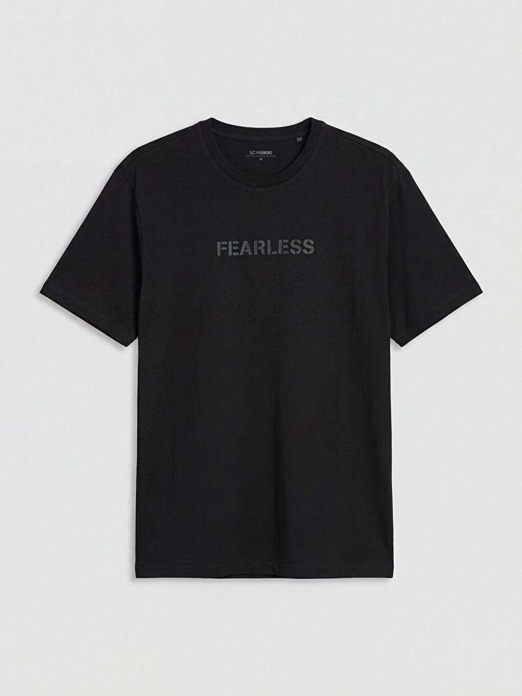 Siyah Bisiklet Yaka Slogan Baskılı Erkek Tişört-4