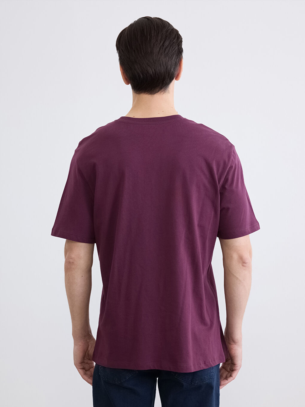 Mürdüm Bisiklet Yaka Baskılı Erkek Tişört-3