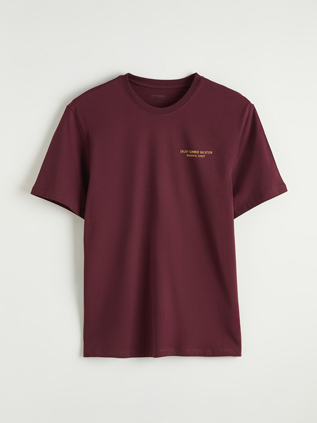 Mürdüm Bisiklet Yaka Baskılı Erkek Tişört-4