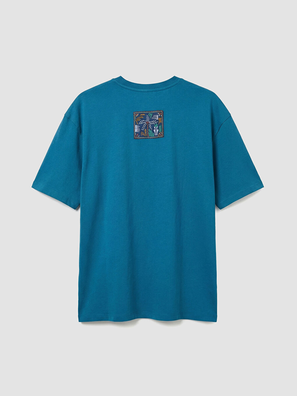 Mavi Bisiklet Yaka Baskılı Penye Erkek Tişört-5