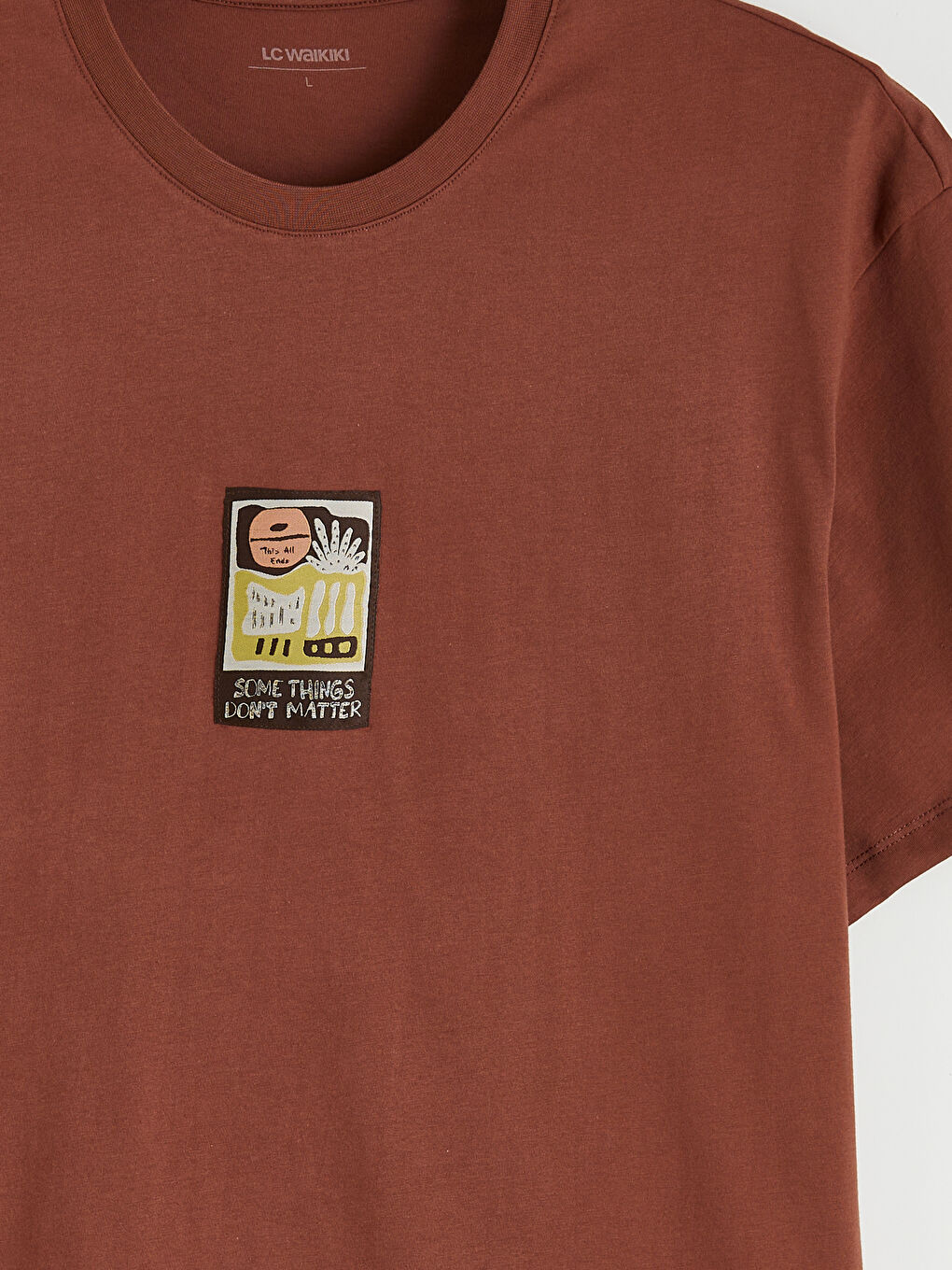 Kahverengi Bisiklet Yaka Baskılı Penye Erkek Tişört-5