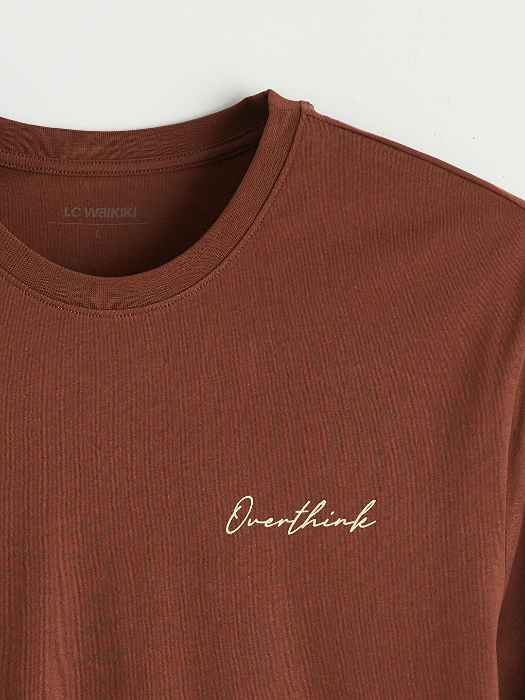 Kahverengi Bisiklet Yaka Baskılı Penye Erkek Tişört-5