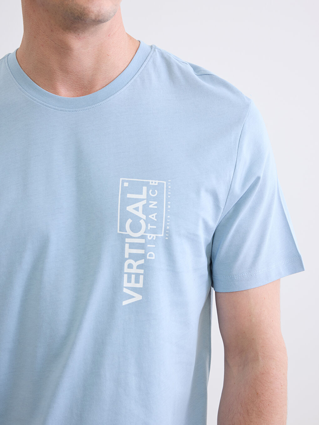 Mavi Bisiklet Yaka Baskılı Erkek Tişört-2