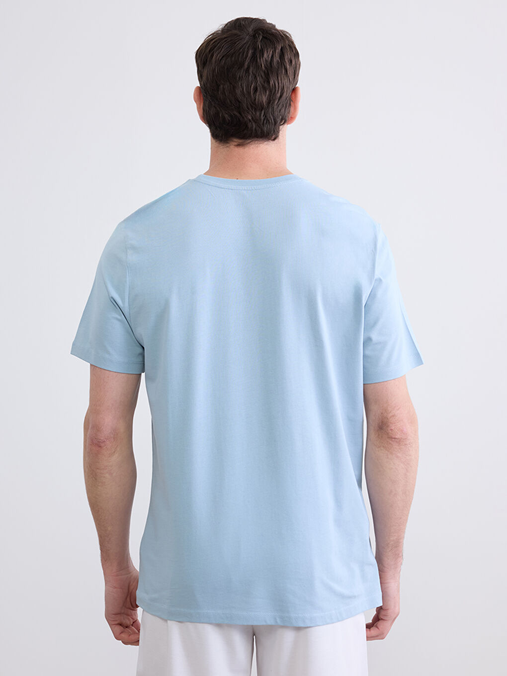 Mavi Bisiklet Yaka Baskılı Erkek Tişört-3