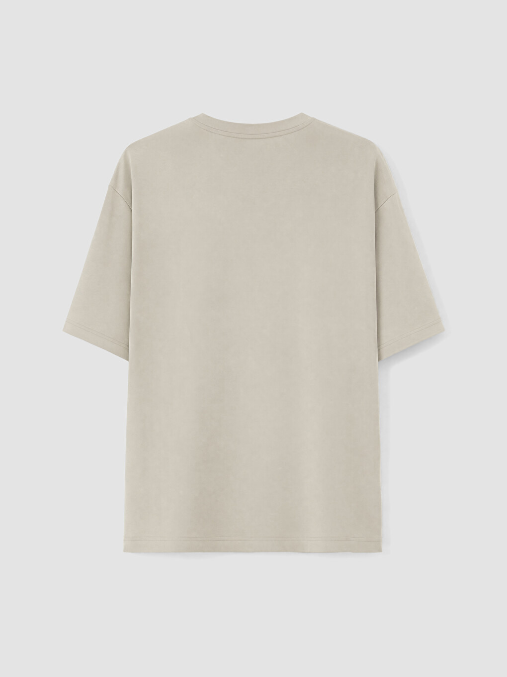 Gri Relax Fit Bisiklet Yaka Erkek Tişört-2