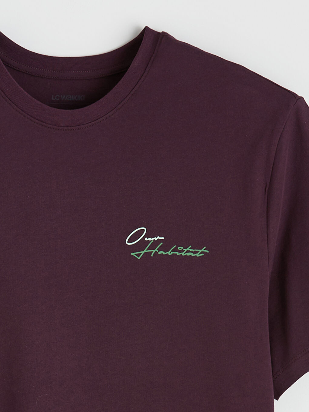 Mürdüm Bisiklet Yaka Baskılı Erkek Tişört-5