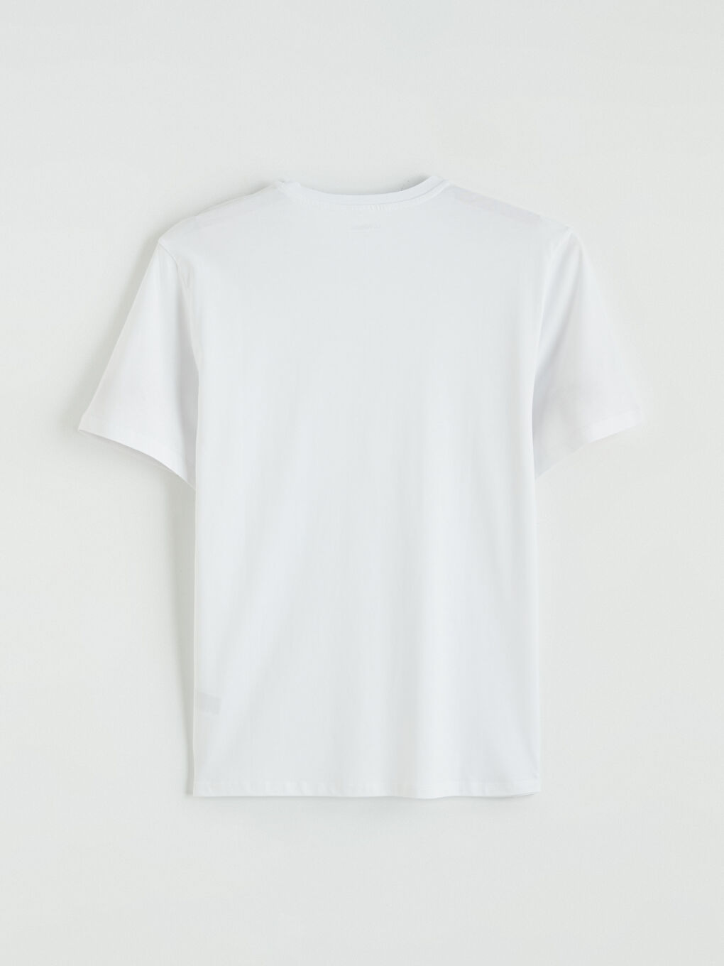 Beyaz Bisiklet Yaka Baskılı Erkek Tişört-6