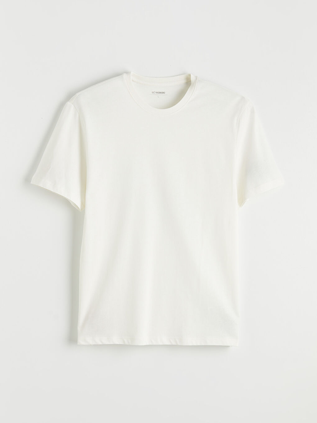 Ekru Bisiklet Yaka Erkek Tişört-3