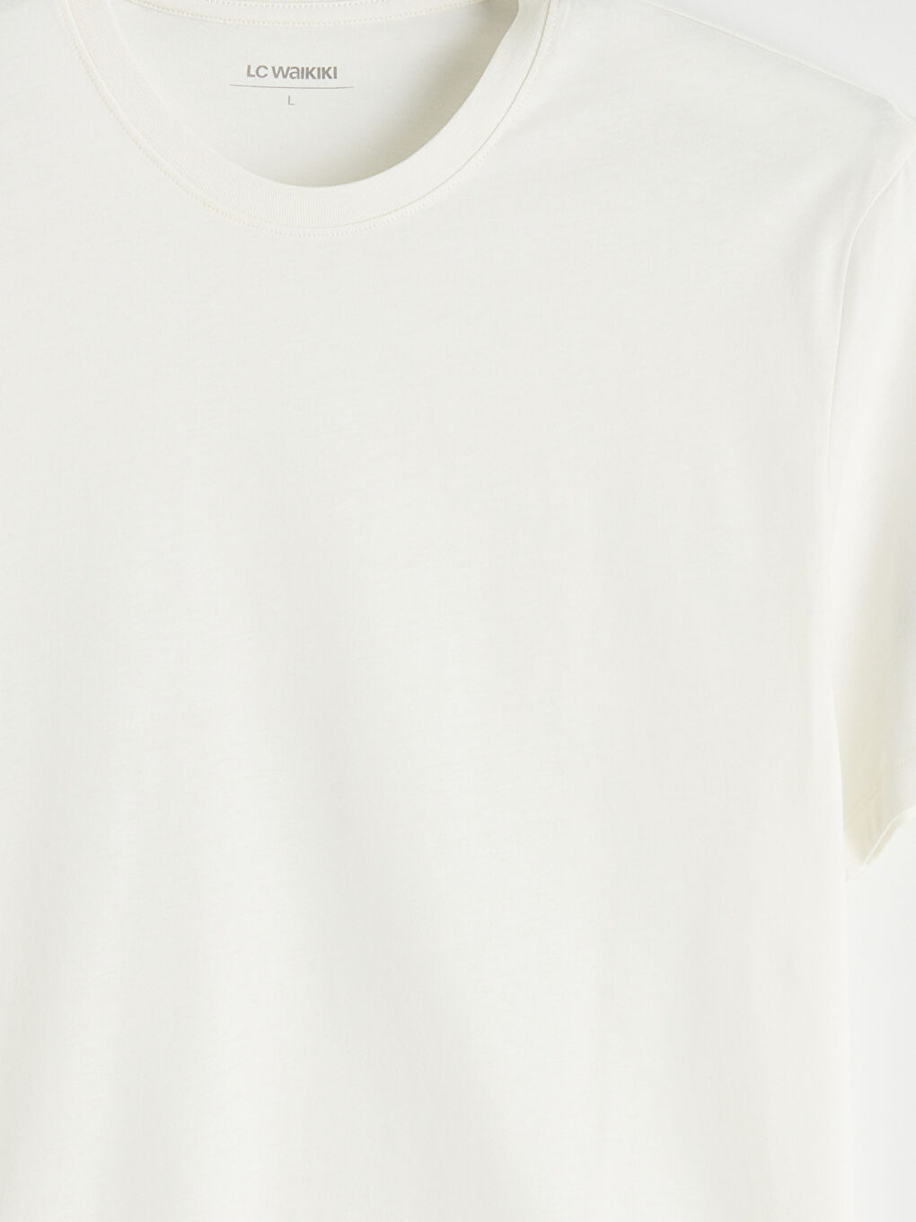 Ekru Bisiklet Yaka Erkek Tişört-5