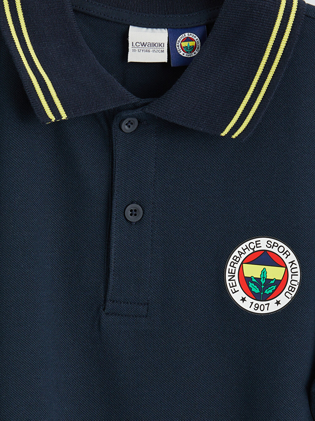 Lacivert Polo Yaka Fenerbahçe Baskılı Erkek Çocuk Tişört-2