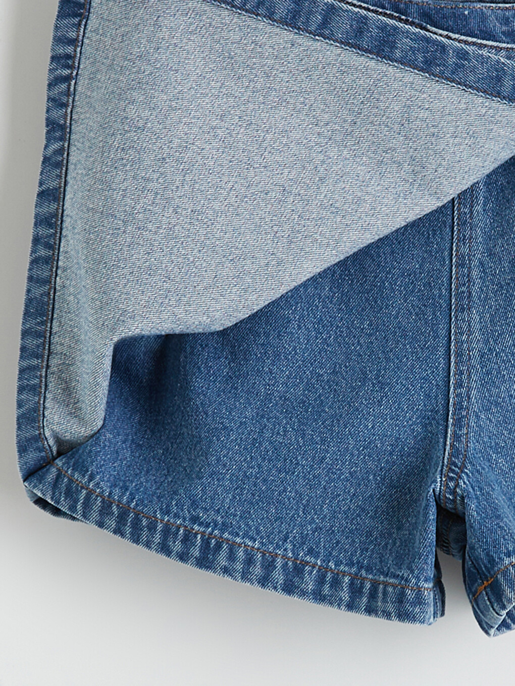 Woman Indigo Denim Overlay Shorts-6