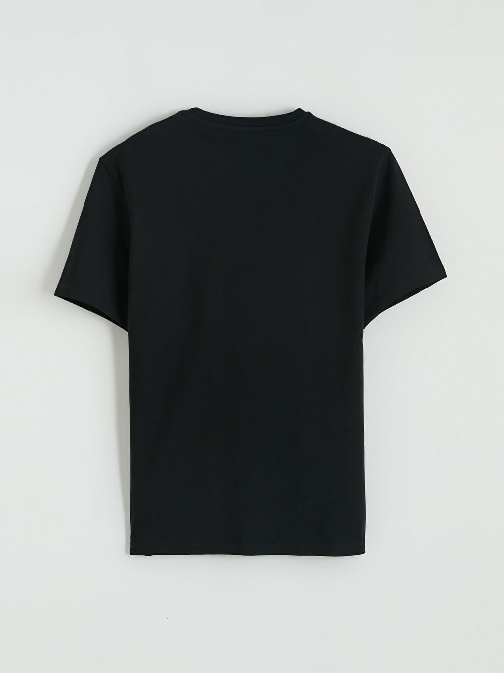 Siyah  Bisiklet Yaka Baskılı Erkek Tişört-6