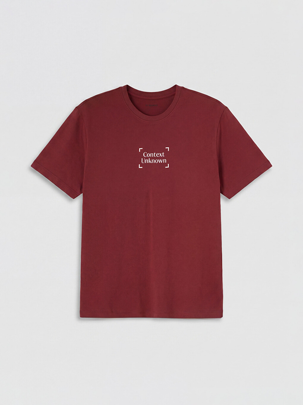 Bordo Bisiklet Yaka Baskılı Erkek Tişört-4