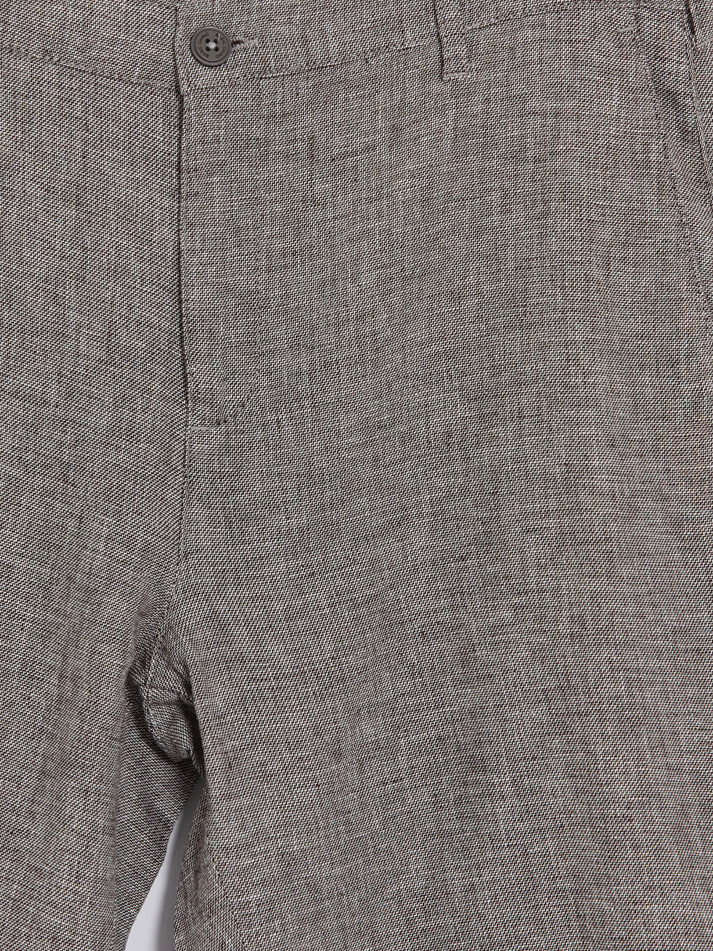 Kahverengi Regular Fit Keten Karışmlı Erkek Şort-2