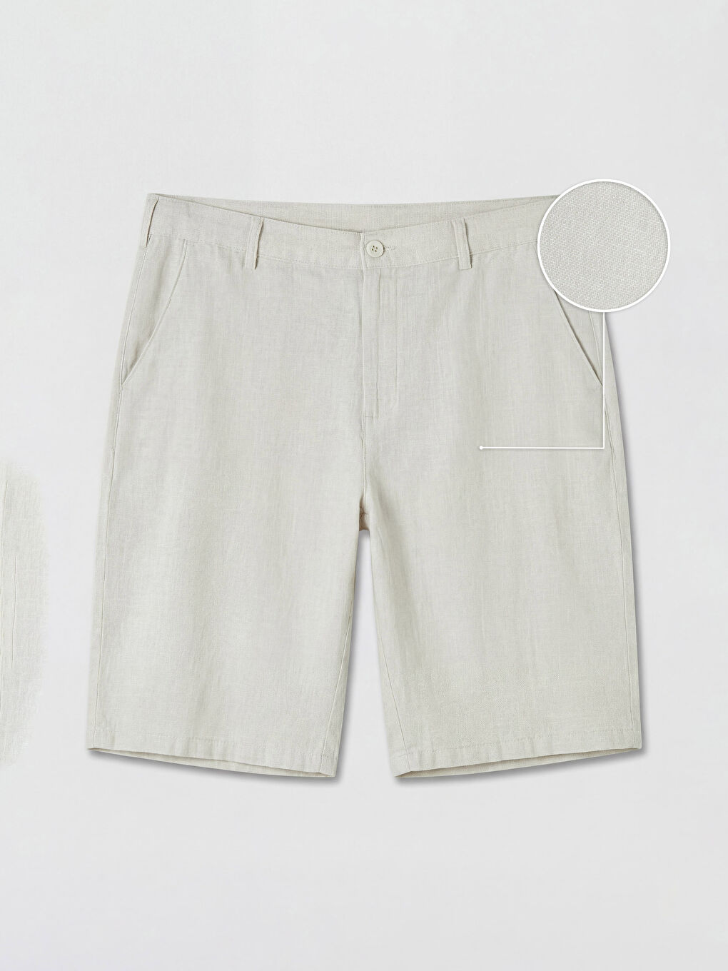 Bej Regular Fit Keten Karışmlı Erkek Şort-4