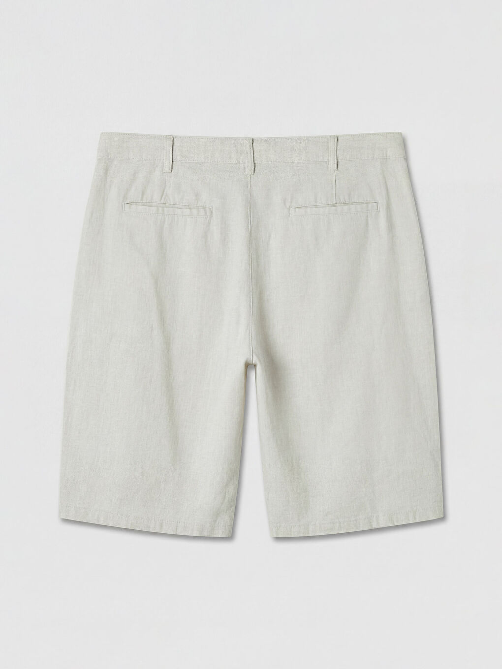 Bej Regular Fit Keten Karışmlı Erkek Şort-5