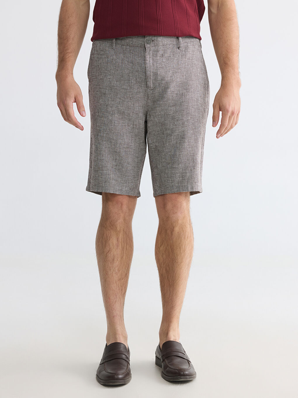 Regular Fit Linen Blended Men's Shorts-1