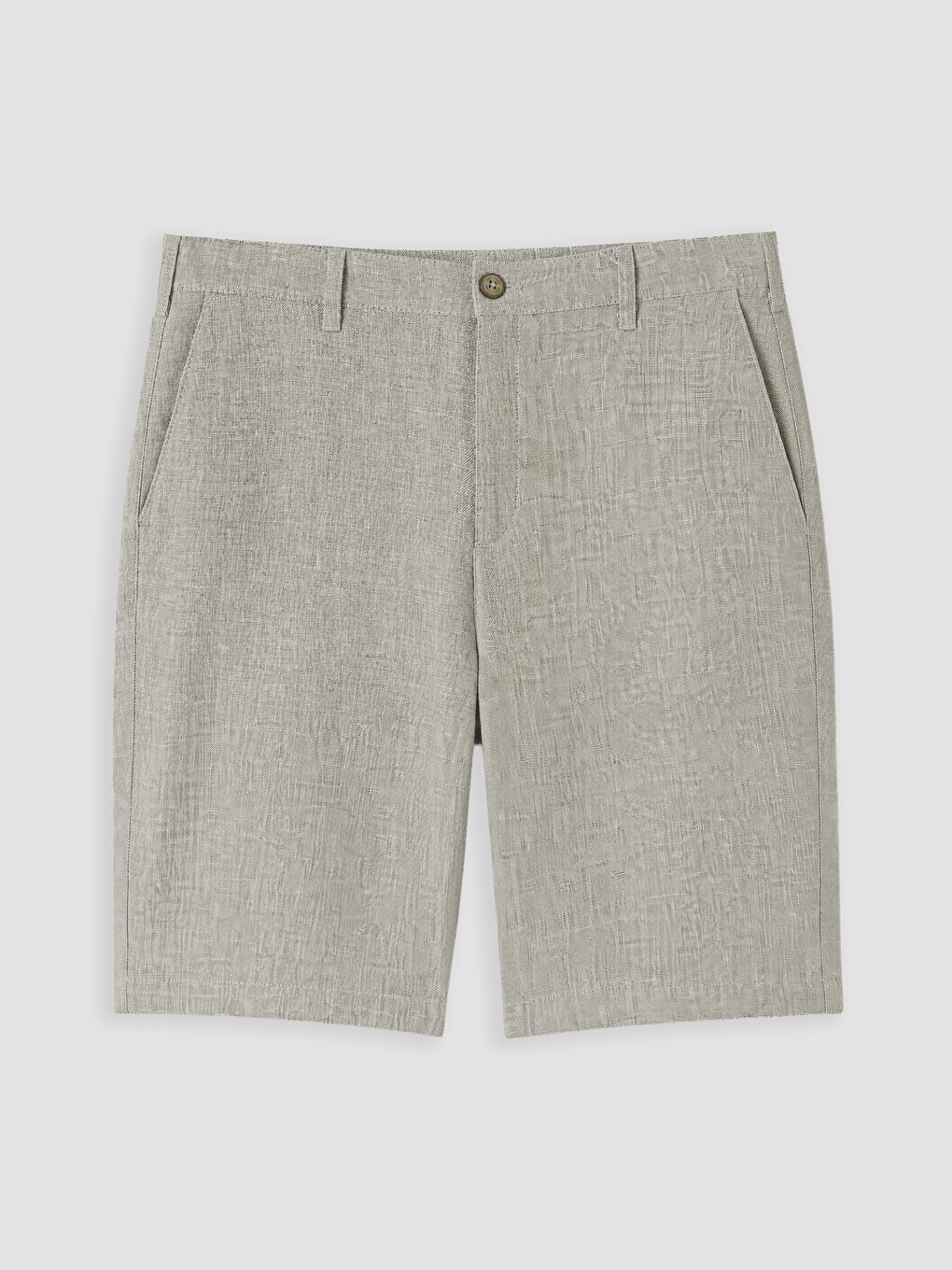 Haki Regular Fit Keten Karışmlı Erkek Şort-3