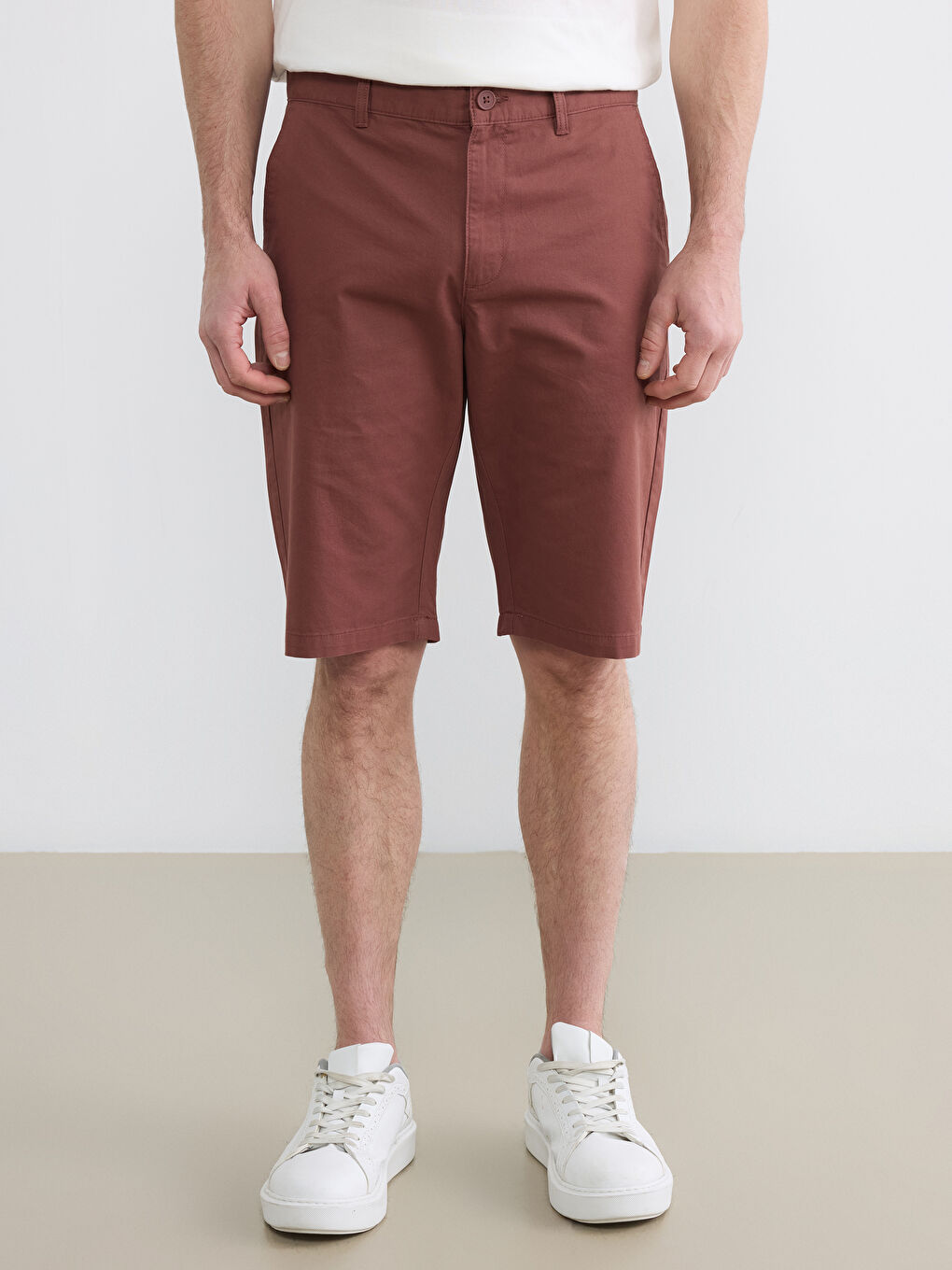 Kahverengi Standart Kalıp Erkek Şort-1