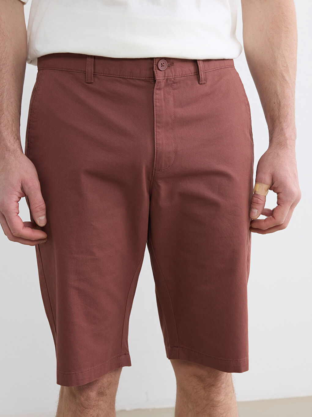 Kahverengi Standart Kalıp Erkek Şort-2