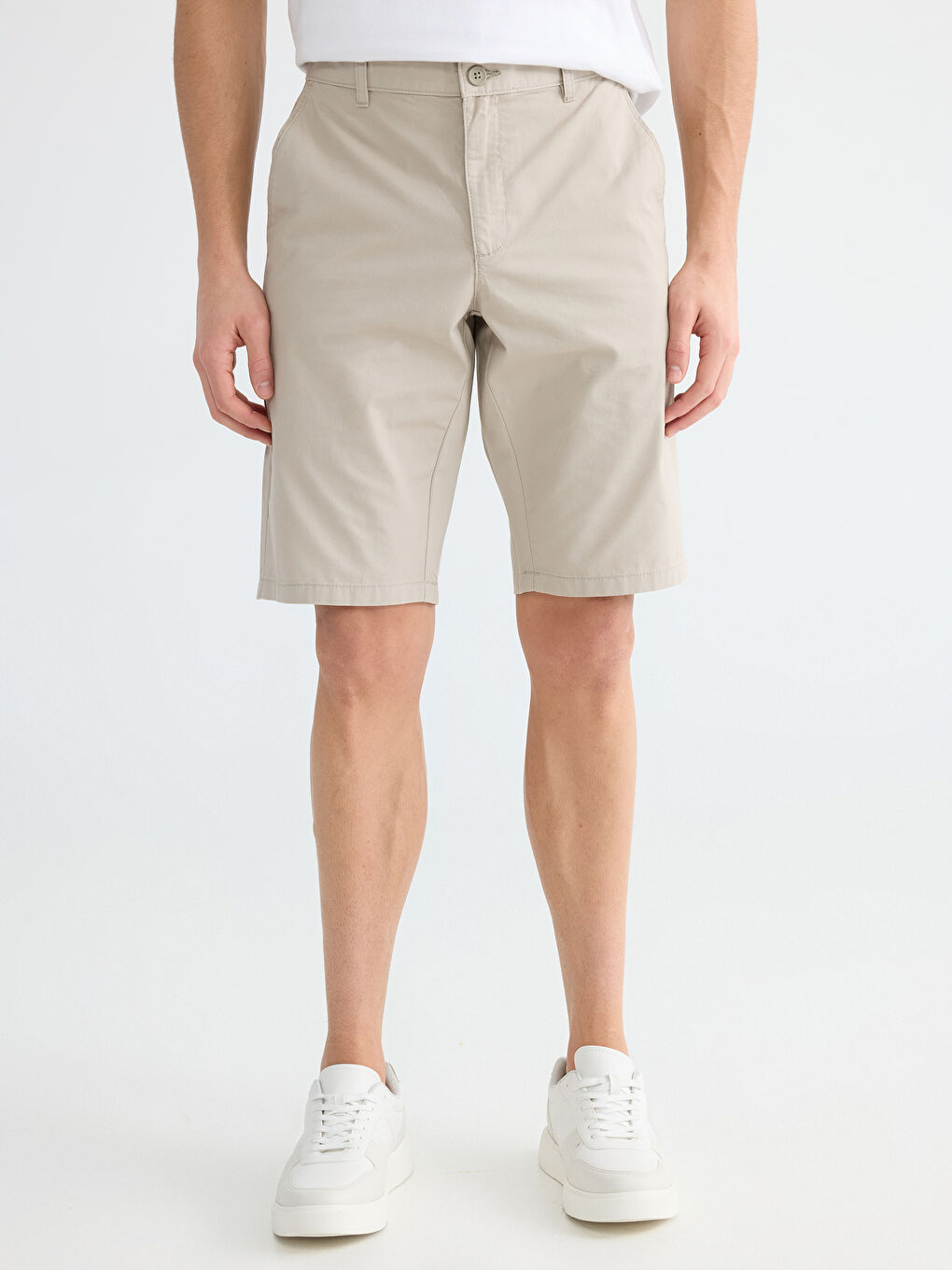 Bej Standart Kalıp Erkek Şort-1