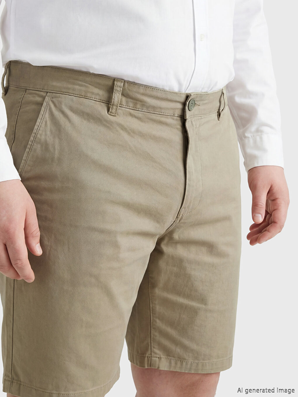 Haki Standart Kalıp Erkek Şort-2