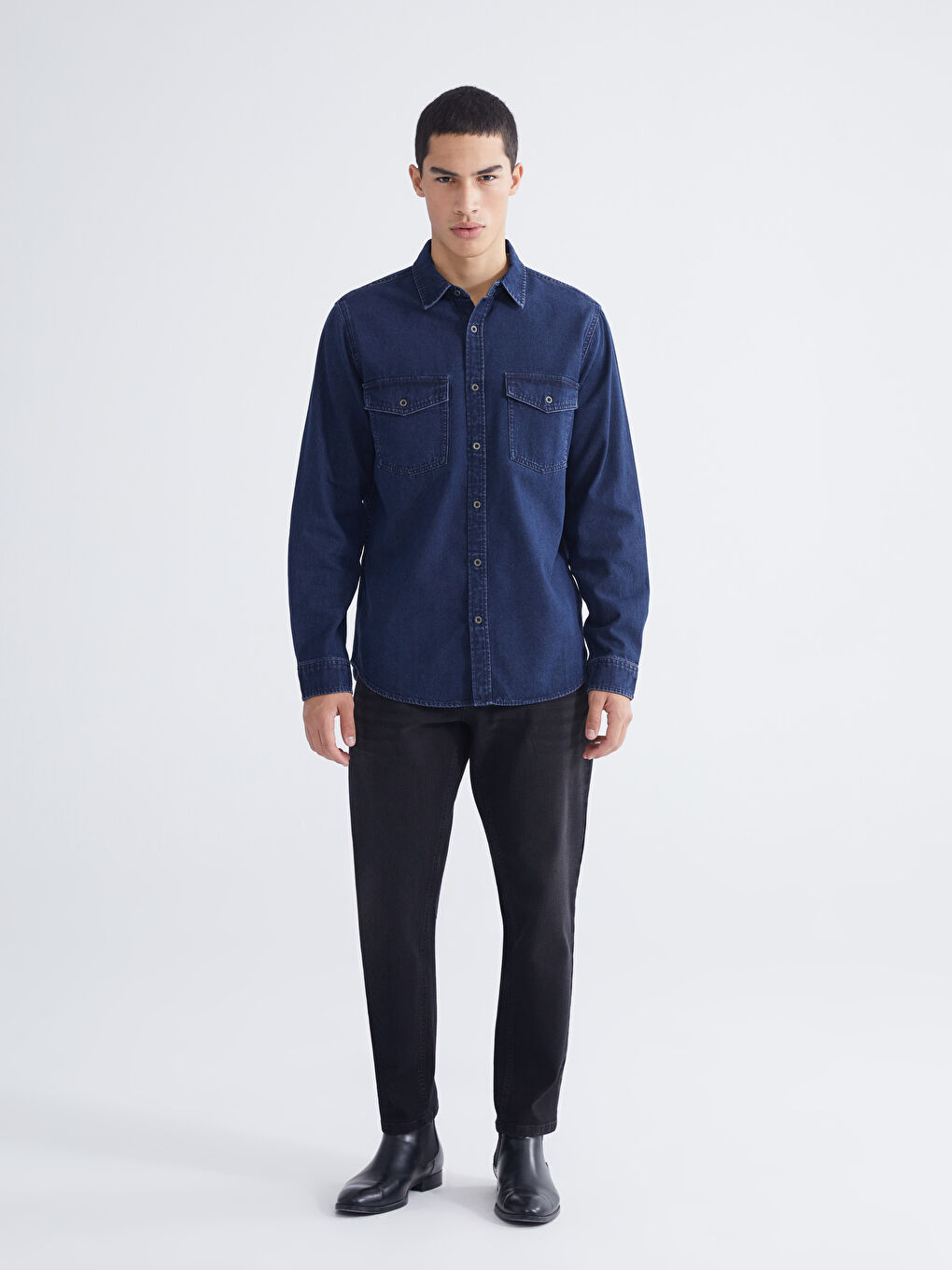 Men's Regular Fit Denim Shirt-1