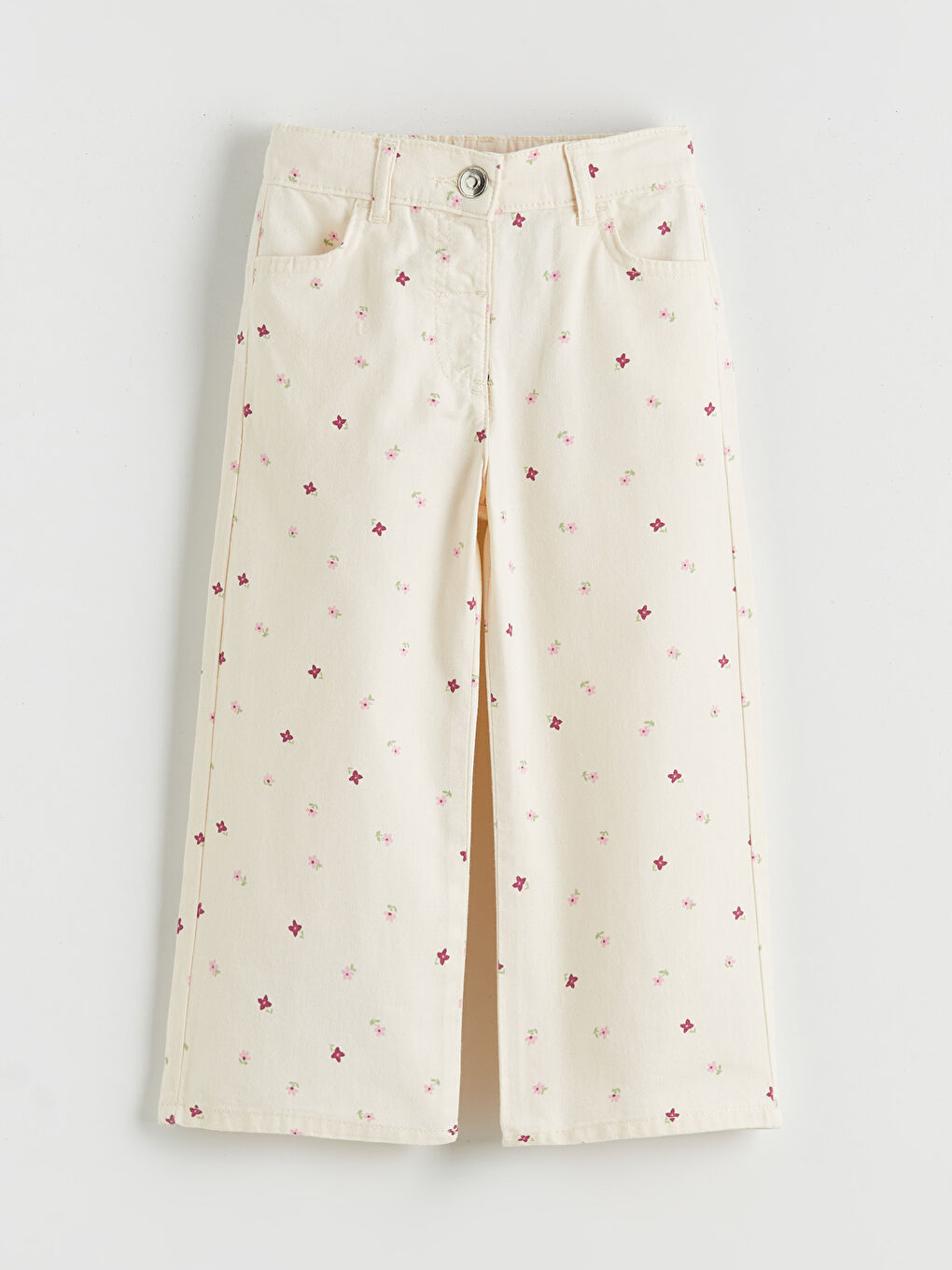 Girls' Gabardine Trousers with Adjustable Waist