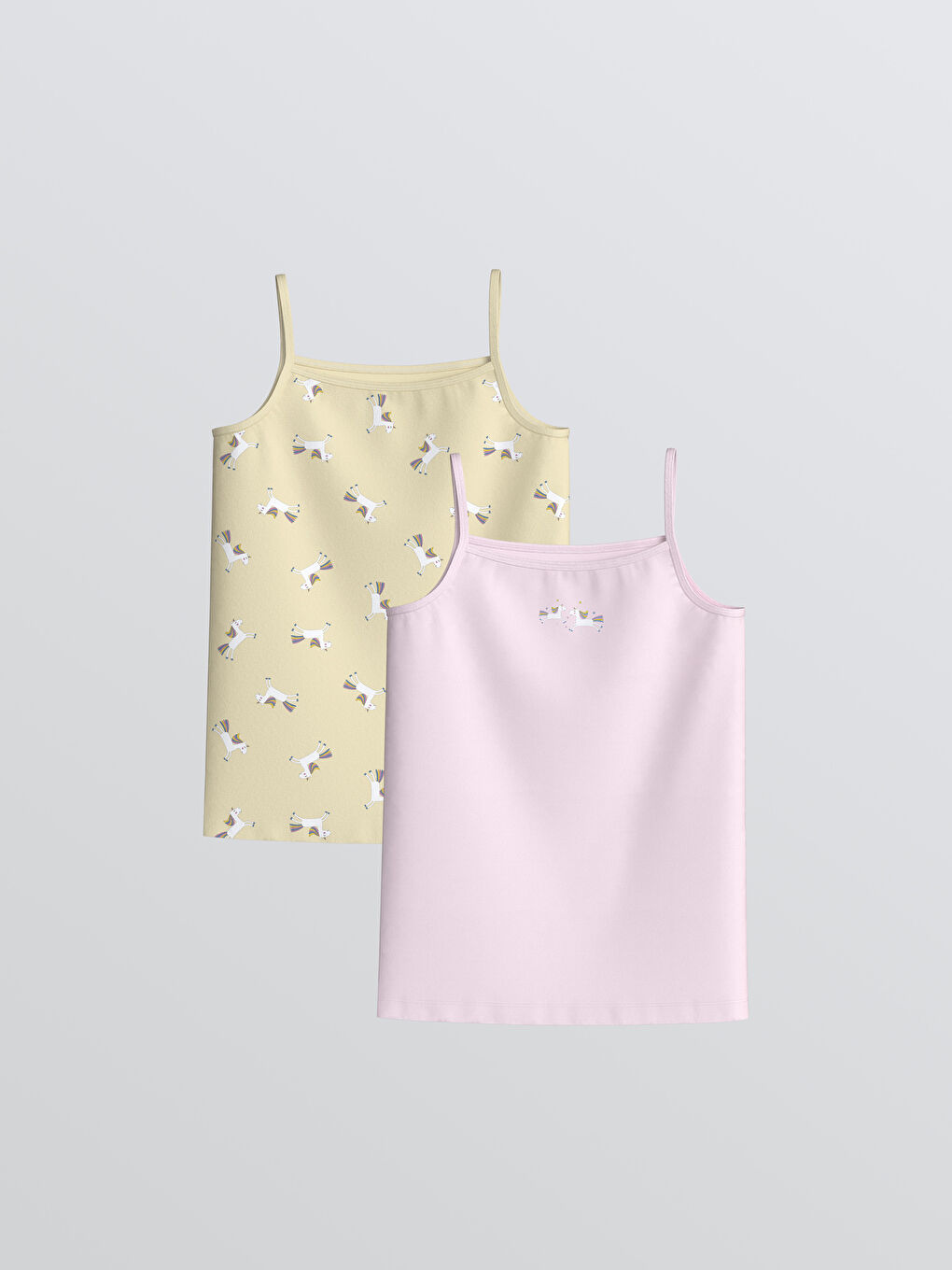 Sarı Kare Yaka Kız Çocuk Penye Atlet 2'li