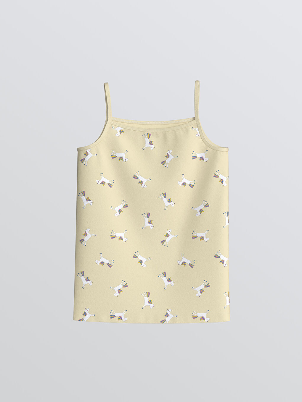 Sarı Kare Yaka Kız Çocuk Penye Atlet 2'li-1