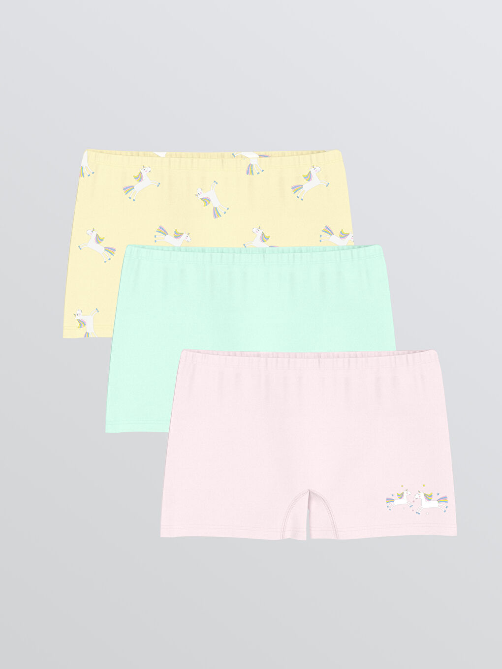 Sarı  Baskılı Kız Çocuk Boxer 3'li