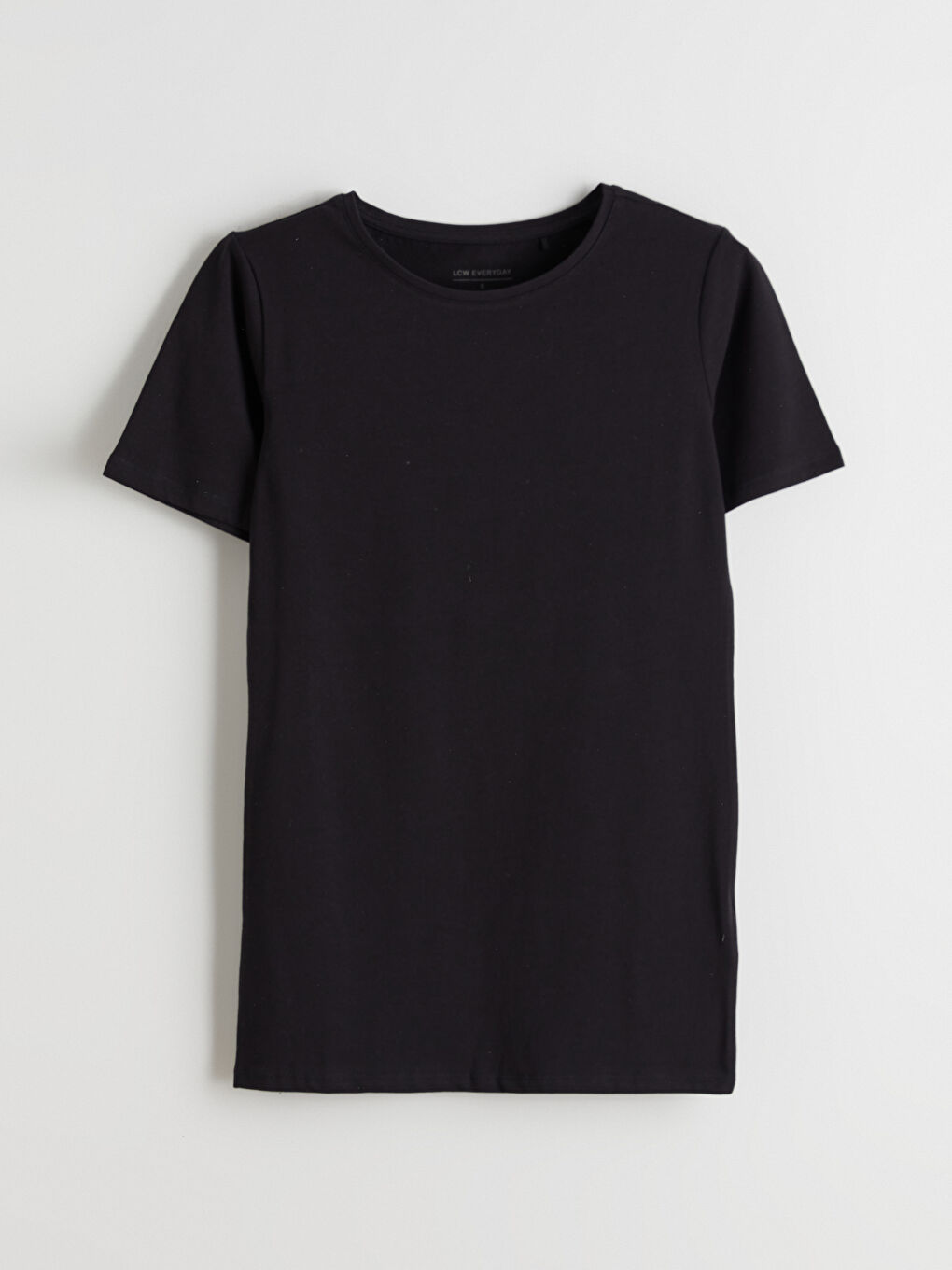 Siyah Bisiklet Yaka Kadın Tişört-4