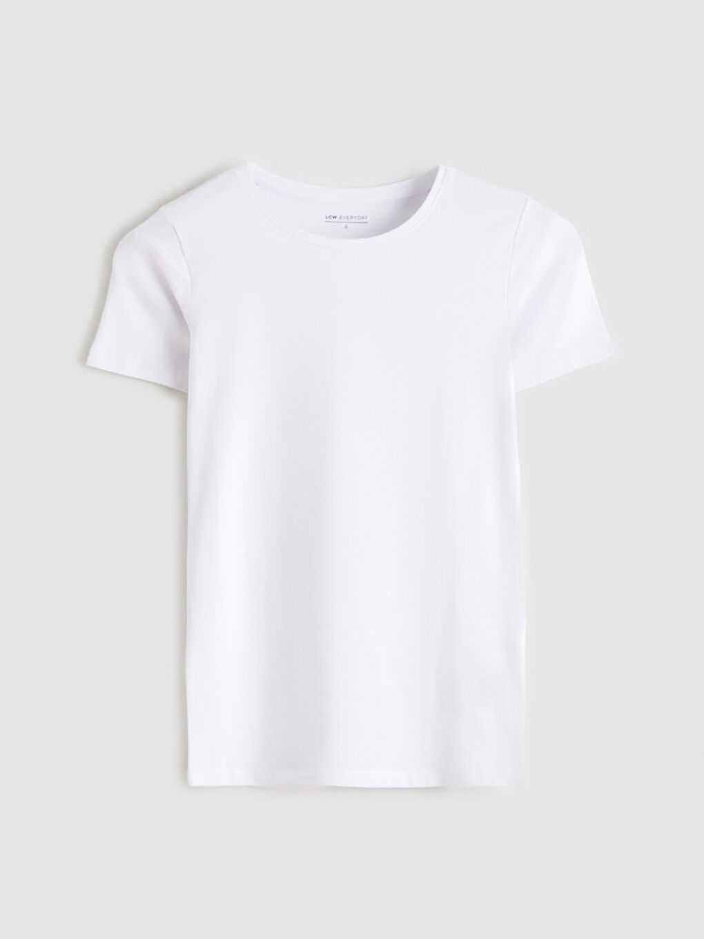 Beyaz Bisiklet Yaka Kadın Tişört-4