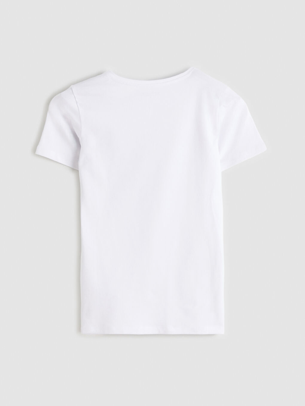 Beyaz Bisiklet Yaka Kadın Tişört-5