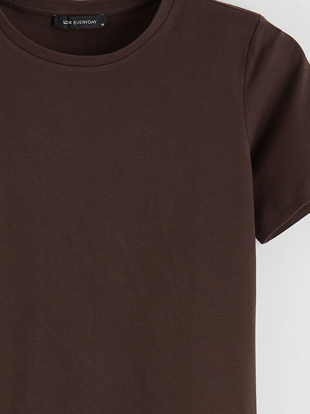 Kahverengi Bisiklet Yaka Kadın Tişört-5