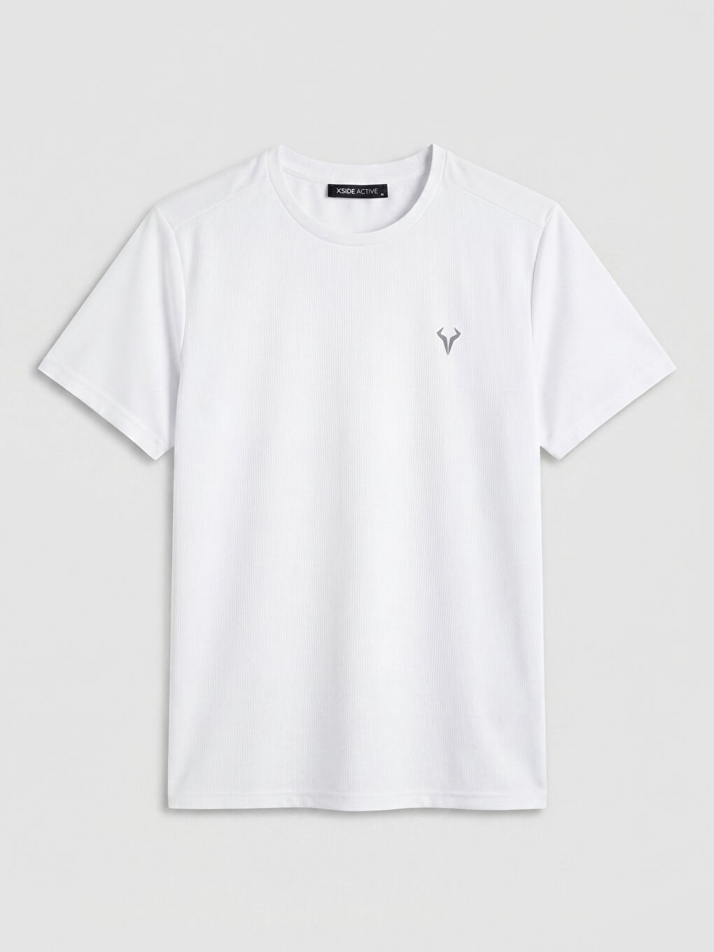 Beyaz Bisiklet Yaka Baskılı Erkek Tişört