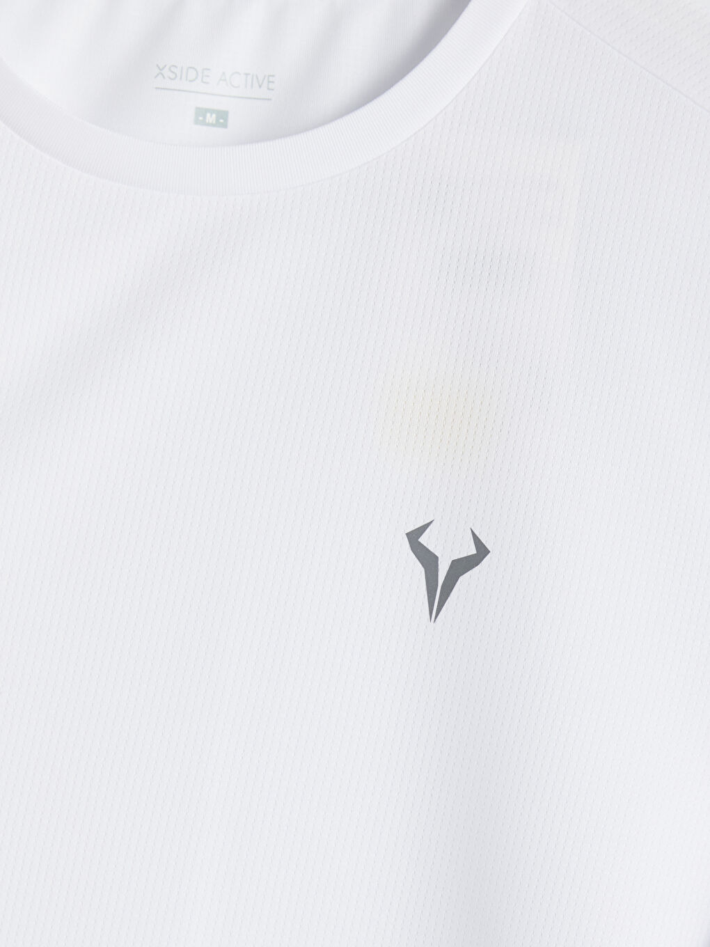 Beyaz Bisiklet Yaka Baskılı Erkek Tişört-2